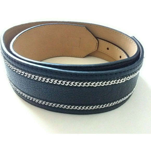 New! MICHAEL KORS Leather Belt with Chain-inlay - Picture 4 of 5